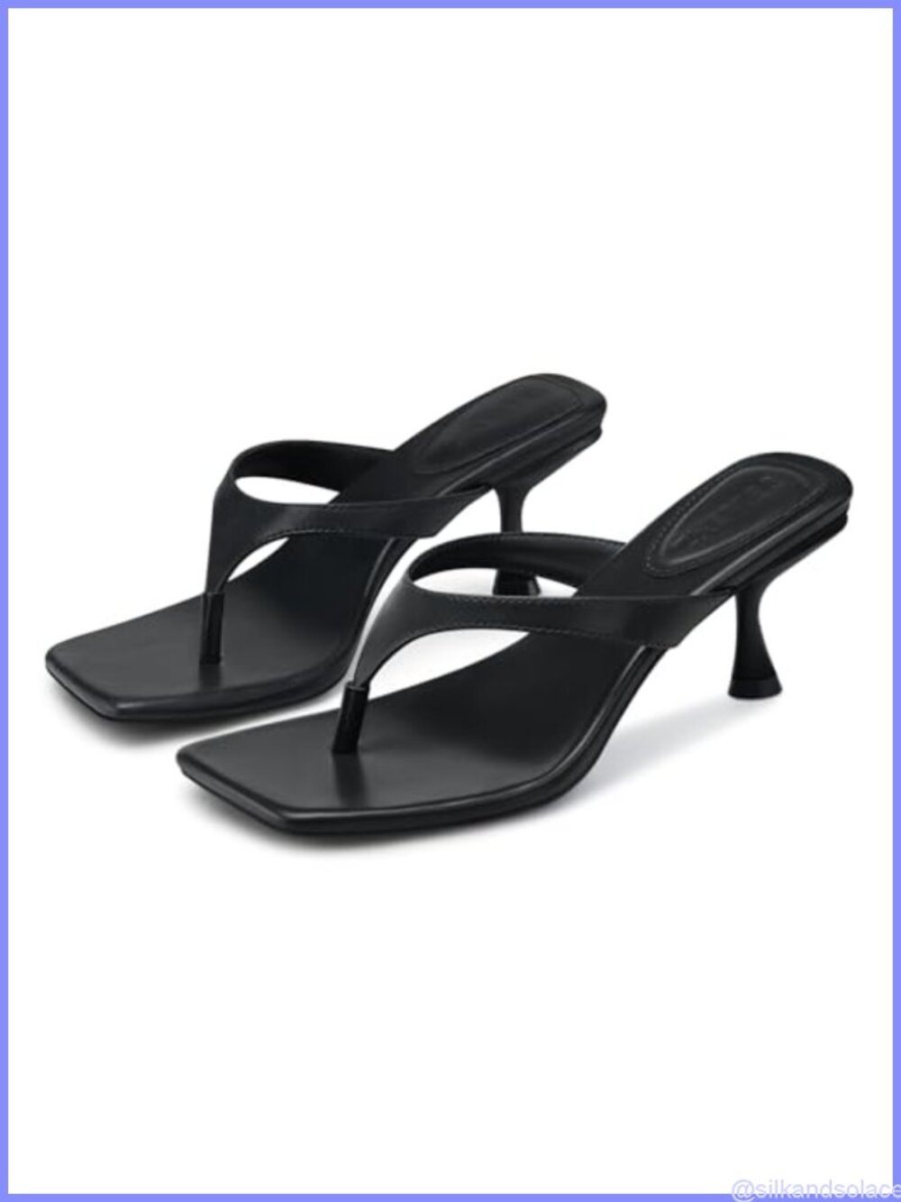 Women's Kitten Heel Flip Flop Sandals - 2.5 Inch Heeled Thong Sandal Square Toe